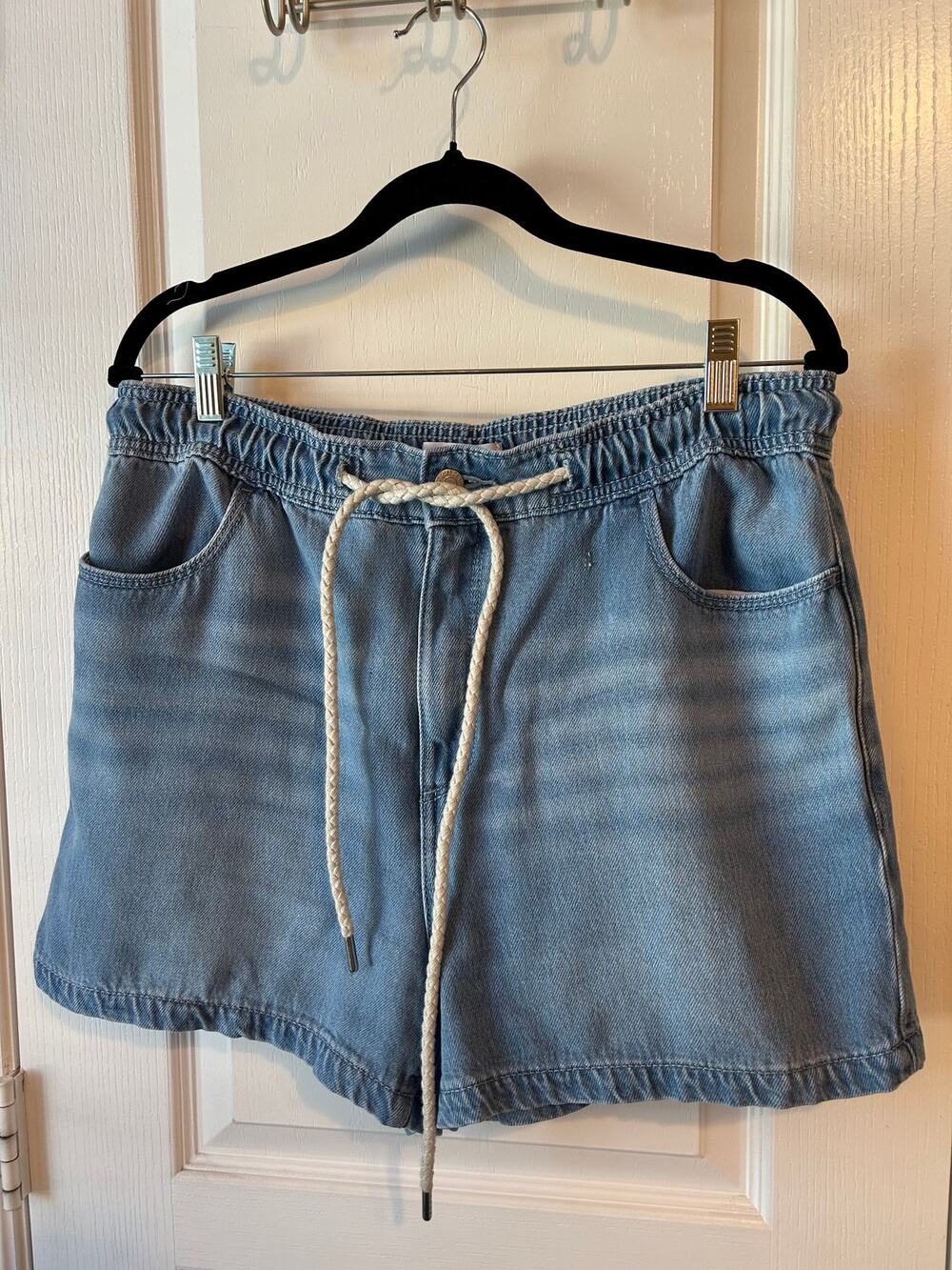 Loft Blue Denim Drawstring Shorts Large